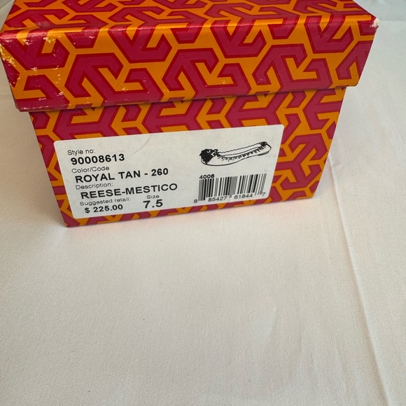 Tory Burch Reece-Mostico Leather Ballet Flats Size 7.5 Color Royal Tan - Picture 10 of 13